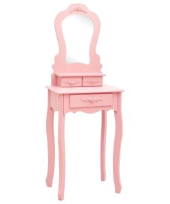 Toaletni stolić sa stolcem rozi 50x59x136 cm drvo paulovnije