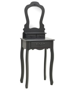 Toaletni stolić sa stolcem sivi 50x59x136 cm od drva paulovnije