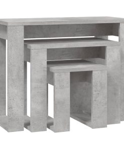 Uklapajući stolići 3 kom siva boja betona od konstruiranog drva