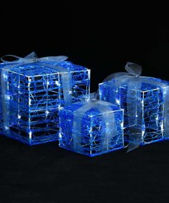Ukrasne akrilne božićne kutije za poklone 3 kom hladne bijele