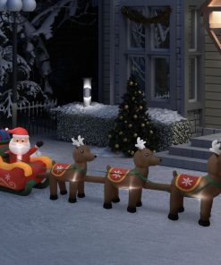 Ukrasni božićni Djed Mraz i sobovi na napuhavanje LED 490 cm