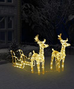 Ukrasni božićni sobovi i sanjke 160 LED žarulja 130 cm akrilni