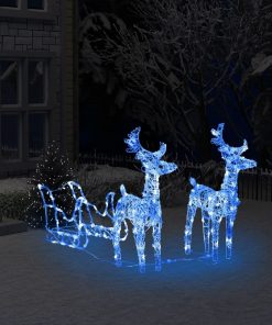 Ukrasni božićni sobovi i sanjke 160 LED žarulja 130 cm akrilni