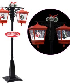 Ulična svjetiljka s Djedom Mrazom crno-crvena 81x40x188 cm PVC