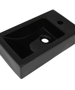 Umivaonik s otvorom pravokutni keramički crni 46x25