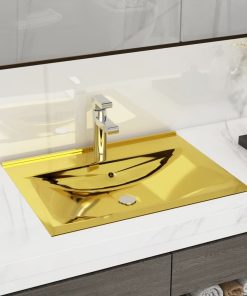 Umivaonik sa zaštitom od prelijevanja 60x46x16 cm keramički zlatni