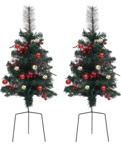 Umjetna božićna drvca za stazu s LED svjetlima 2 kom 76 cm PVC