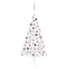 Umjetna polovica božićnog drvca LED s kuglicama bijela 120 cm