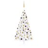 Umjetna polovica božićnog drvca LED s kuglicama bijela 150 cm