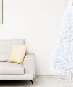 Umjetna polovica božićnog drvca LED s kuglicama bijela 210 cm