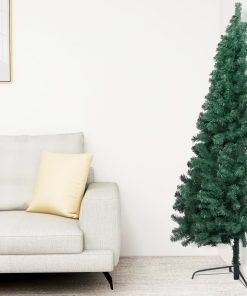 Umjetna polovica božićnog drvca LED s kuglicama zelena 120 cm