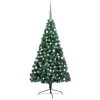 Umjetna polovica božićnog drvca LED s kuglicama zelena 150 cm