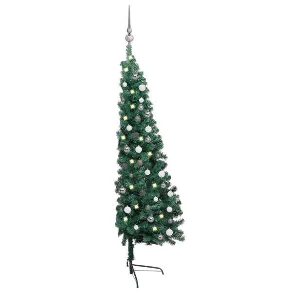 Umjetna polovica božićnog drvca LED s kuglicama zelena 180 cm