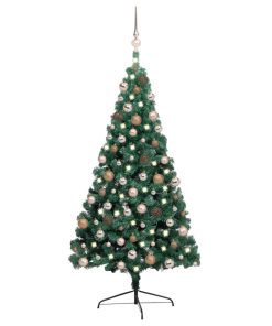 Umjetna polovica božićnog drvca LED s kuglicama zelena 240 cm