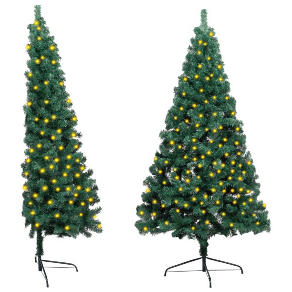 Umjetna polovica božićnog drvca i stalak LED zelena 210 cm PVC
