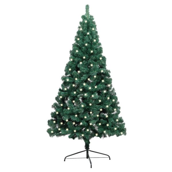 Umjetna polovica božićnog drvca i stalak LED zelena 240 cm PVC