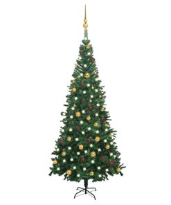 Umjetno božićno drvce LED s kuglicama L 240 cm zeleno