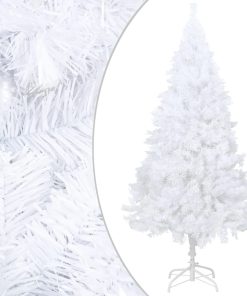 Umjetno božićno drvce LED s kuglicama bijelo 120 cm PVC