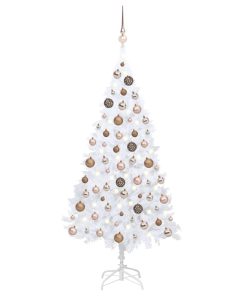 Umjetno božićno drvce LED s kuglicama bijelo 150 cm PVC