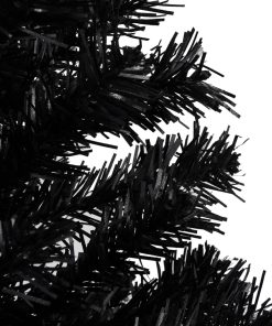 Umjetno božićno drvce LED s kuglicama crno 180 cm PVC