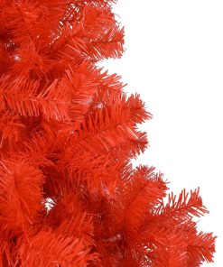 Umjetno božićno drvce LED s kuglicama crveno 180 cm PVC