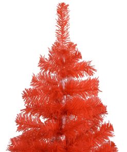 Umjetno božićno drvce LED s kuglicama crveno 240 cm PVC