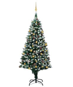 Umjetno božićno drvce LED s kuglicama i šiškama 240 cm