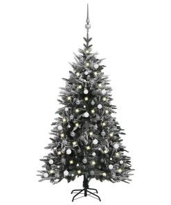 Umjetno božićno drvce LED s kuglicama i snijegom 180 cm PVC/PE