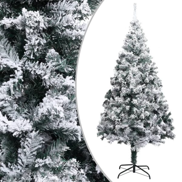 Umjetno božićno drvce LED s kuglicama i snijegom zeleno 300 cm