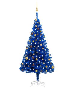 Umjetno božićno drvce LED s kuglicama plavo 180 cm PVC