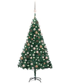 Umjetno božićno drvce LED s kuglicama zeleno 120 cm PVC