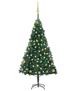Umjetno božićno drvce LED s kuglicama zeleno 150 cm PVC