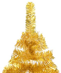Umjetno božićno drvce LED s kuglicama zlatno 120 cm PET