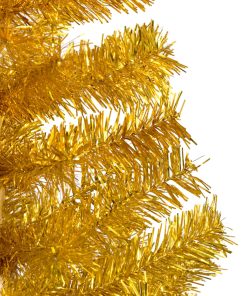 Umjetno božićno drvce LED s kuglicama zlatno 210 cm PET