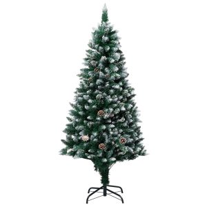 Umjetno božićno drvce LED sa šiškama i bijelim snijegom 150 cm