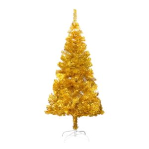 Umjetno božićno drvce LED sa stalkom zlatno 150 cm PET