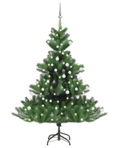 Umjetno božićno drvce kavkaska jela LED i kuglice zeleno 180 cm