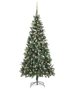 Umjetno božićno drvce s LED svjetlima i kuglicama 210 cm