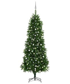 Umjetno božićno drvce s LED svjetlima i kuglicama 240 cm zeleno