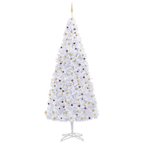 Umjetno božićno drvce s LED svjetlima i kuglicama 500 cm bijelo