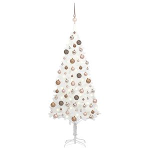 Umjetno božićno drvce s LED svjetlima i kuglicama bijelo 120 cm