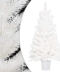 Umjetno božićno drvce s LED svjetlima i kuglicama bijelo 90 cm