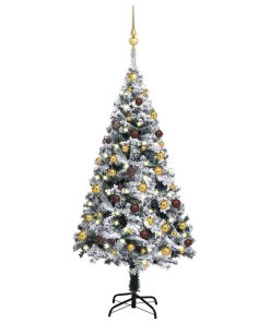 Umjetno božićno drvce s LED svjetlima i kuglicama zeleno 120 cm