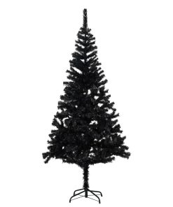 Umjetno božićno drvce s LED svjetlom i stalkom crno 210 cm PVC