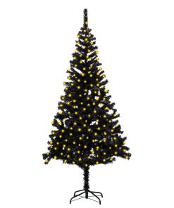 Umjetno božićno drvce s LED svjetlom i stalkom crno 210 cm PVC