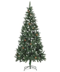 Umjetno božićno drvce sa šiškama i bijelim sjajem 210 cm