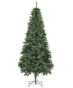 Umjetno božićno drvce sa šiškama zeleno 210 cm