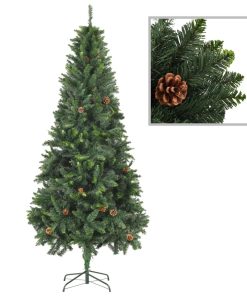 Umjetno božićno drvce sa šiškama zeleno 210 cm