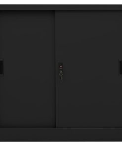 Uredski ormarić s kliznim vratima crni 90 x 40 x 90 cm čelični