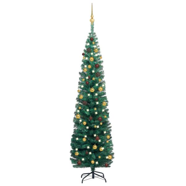 Usko umjetno božićno drvce LED s kuglicama zeleno 180 cm
